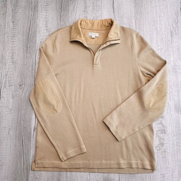 Banana Republic Tan 1/4 Zip Pullover Sweater Men's XL Long Sleeves Collared Slit - Picture 4 of 8